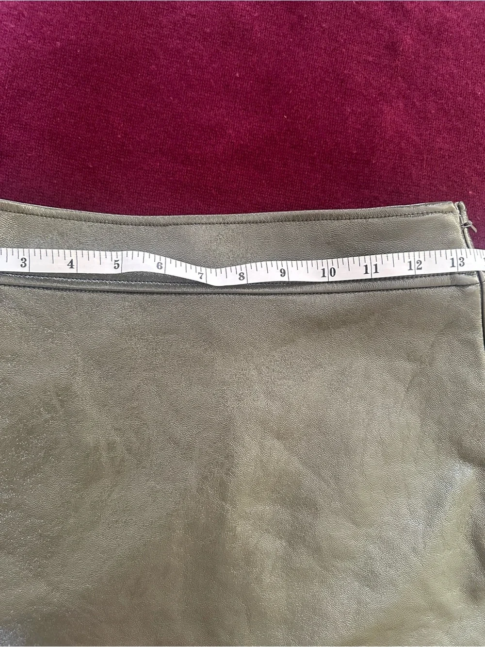 Women's Faux Leather A-Line Skirt - Olive